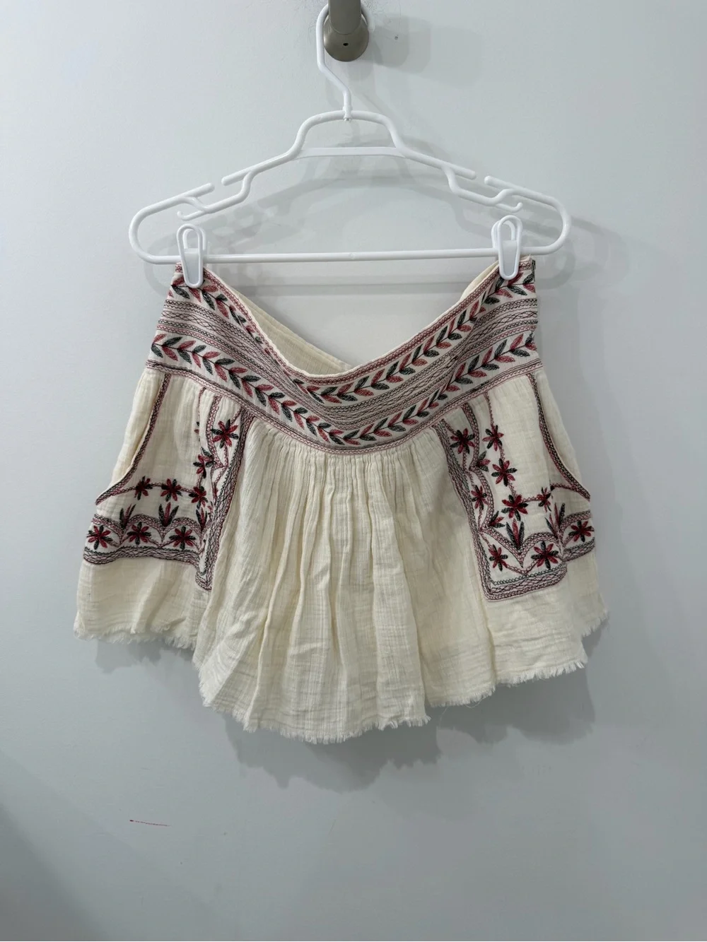 Isabel Marant Etoile Vera Floral Embroidered Cotton Cream Mini Skirt